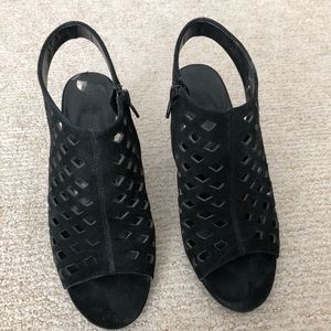 Suede, open toe sandals.  Excellent condition.
